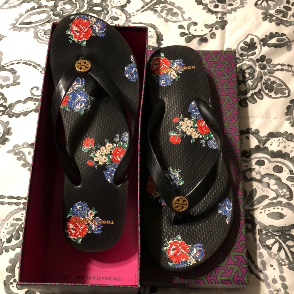 Tory Burch wedge flip flops